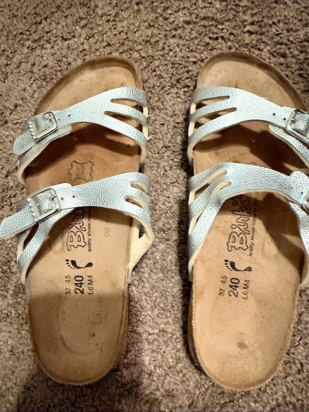 Birkenstock Metallic Silver Sandals size 37